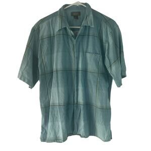 Bruno Men's Size Large Linen Blend Light Blue Button Up Shirt‎